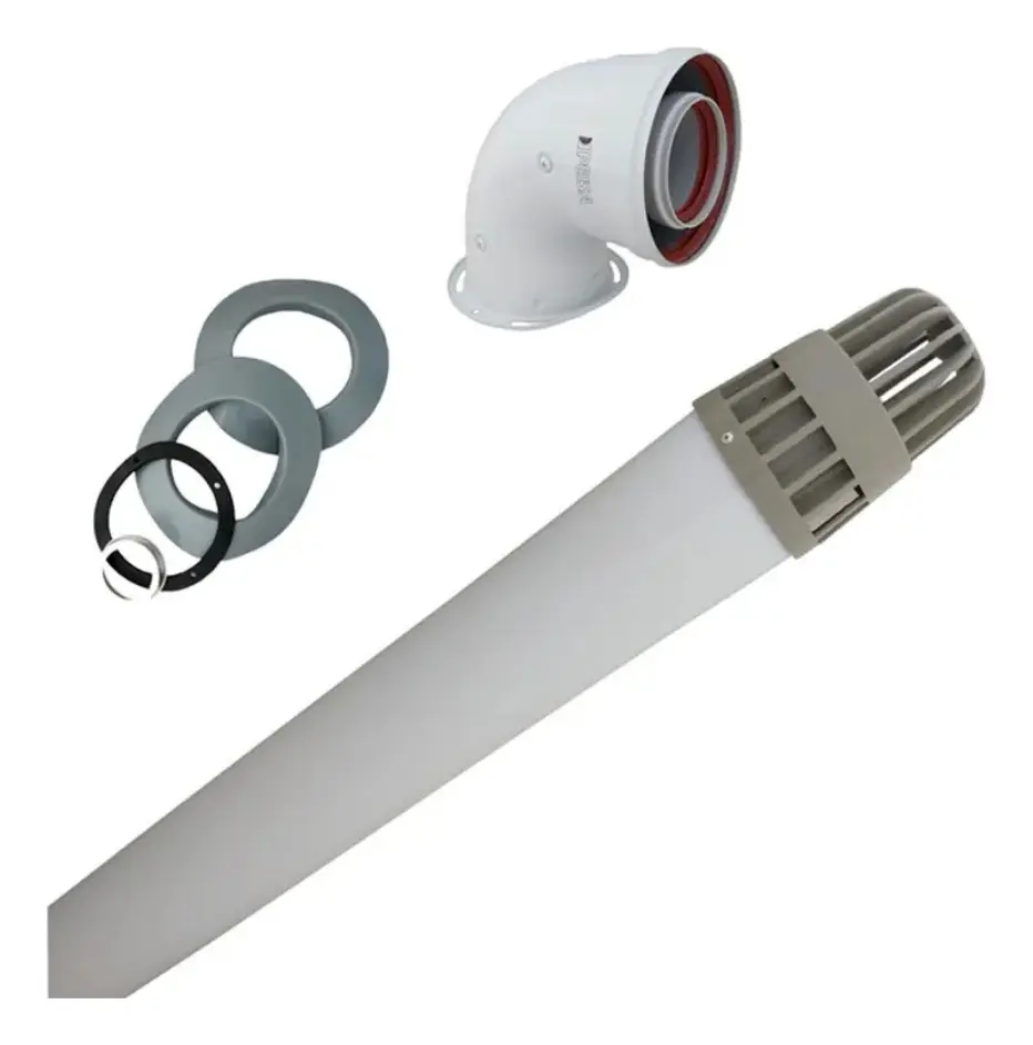 Kit Codo y Tubo Coaxial PEISA Ø60/100 con Terminal Antiviento – Código 10001467